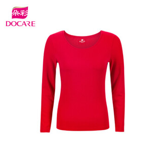 朵彩（DOCARE）保暖内衣女 中厚奶咖绒套装 中国红-上衣-DKH1710S XL