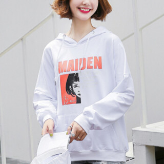 商品joy of joy 京东女装2019秋季新款韩版插肩袖连帽套头宽松卫衣女