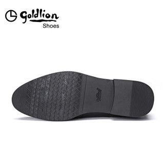 金利来（goldlion）男鞋都市正装休闲鞋英伦时尚舒适皮鞋580810097AAB-黑色-41码