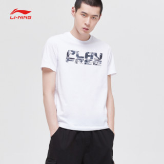 李宁 LI-NING 篮球系列男子短袖T恤ATSN159-4 标准白 L