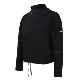 耐克NIKE 女子 卫衣套头衫 AS W NK DRY GYM LS CROP LEAD 运动服 AQ0190-010 黑色 L码