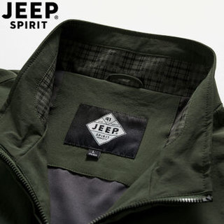 吉普 JEEP 夹克男2019春季新款外套立领茄克衫防风衣速干男装上衣PA2673 军绿色 XL