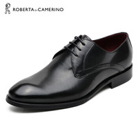 诺贝达 ROBERTA DI CAMERINO 商务休闲男士胎牛皮系带正装德比鞋 黑色 39
