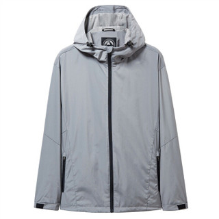 佐丹奴（Giordano） 风衣 佐丹奴（Giordano）男装 纯色网布内衬连帽风衣01079729 06银丝灰色 中码