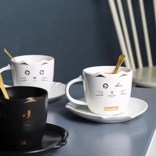 Edo 咖啡杯欧式小奢华优雅简约拉花杯碟女下午茶380ml咖啡杯（白色）7155