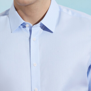 才子（TRIES）短袖衬衫男 2019春季新款纯棉免烫商务衬衫 吸湿透气 10192E3121 浅蓝色 40(175/92A)