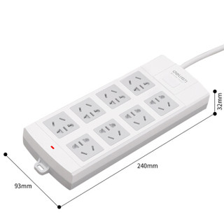得力（deli） 新国标8位组合孔3米 总控开关一体铜条插座/插排/插线板/接线板/排插/拖线板 33612-03