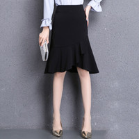 维迩旎 2019秋季新款女装鱼尾裙半身裙子高腰显瘦包臀裙中裙黑色大码一步裙 KKQQ1801 黑色 4XL