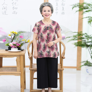 weierni 维迩旎 夏季新款女装新品中老年妈妈套装两件套 MMJH41009 红色套装 4XL