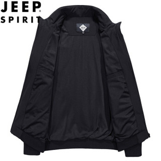 吉普 JEEP 2019春秋新品男装夹克外套男士薄款立领茄克衫防风衣 L2677黑色 M