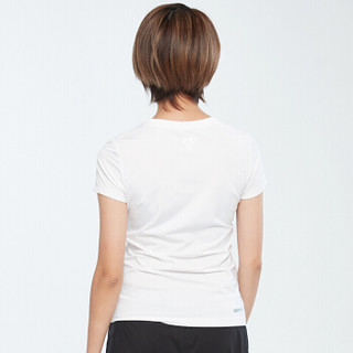 鸿星尔克 女子短袖T恤新款舒适百搭运动上衣圆领休闲短袖女 52219119007 正白 XL