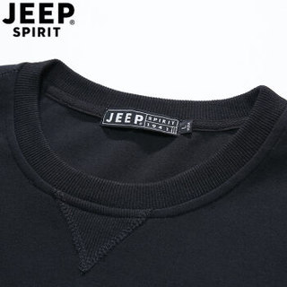 吉普 JEEP  圆领卫衣男2019春季新品休闲宽松大码商务印花卫衣男士圆领套头长袖T恤男LS15002 宝蓝 M