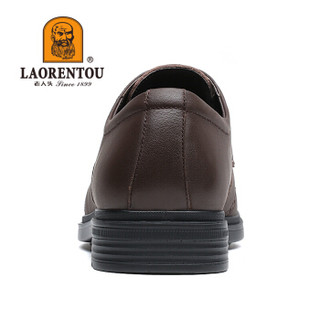 老人头(LAORENTOU)皮鞋男士商务休闲鞋布洛克雕花男鞋丝绸牛皮系带舒适简约轻质 83035 棕色 42