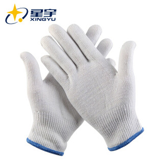 星宇(XINGYU)劳保手套 线手套 防护白手套 工作劳防手套 加厚耐磨Y908白色12副 M码