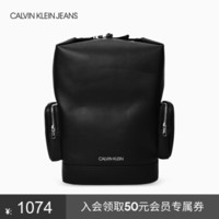 CK JEANS 2019秋冬新款 男士Logo休闲简约双肩背提包 HH2191Q3700 001-黑色