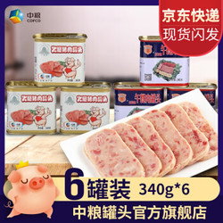 中粮梅林天坛午餐肉罐头组合美味午餐肉340g小白猪340g共6罐