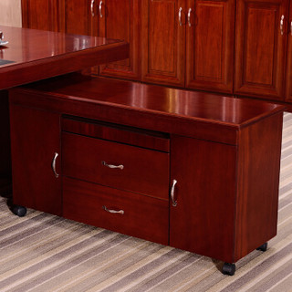 欧宝美 大班台油漆老板桌椅经理桌主管桌实木皮2.8米右侧柜