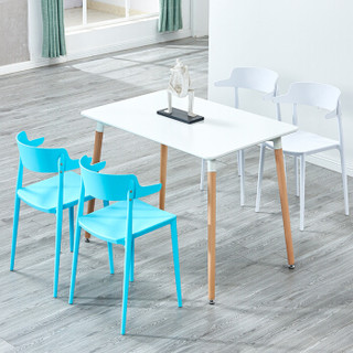 百思宜 北欧现代简约休闲靠背餐椅 家用塑料椅子创意餐桌椅凳子时尚洽谈椅 白色
