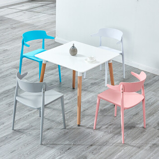 百思宜 北欧现代简约休闲靠背餐椅 家用塑料椅子创意餐桌椅凳子时尚洽谈椅 白色