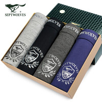 SEPTWOLVES 七匹狼 男士平角内裤 时尚款 4条装 XL