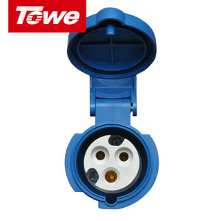 同为（TOWE）16A工业连接器防水防尘插头插座3芯2P+E母头