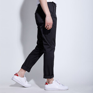 鸭鸭（YAYA）2018新款黑色青年休闲裤男士修身长裤商务直筒裤子 黑色L
