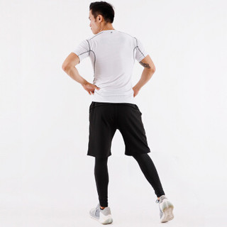 潮流假期 运动套装男健身服男篮球跑步运动服速干透气短袖套装 NZ9001-白色-短袖四件套-XXXL