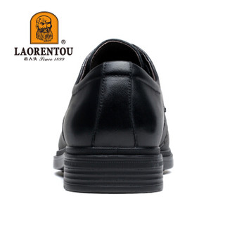 老人头(LAORENTOU)皮鞋男士商务休闲鞋布洛克雕花男鞋丝绸牛皮系带舒适简约轻质 83035 黑色 43