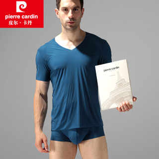 法国皮尔卡丹男士短袖冰丝薄款夏季T恤无痕V领礼盒装休闲打底衫 漂白 XL