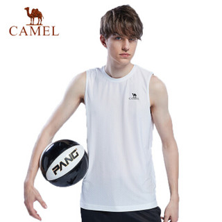 骆驼(CAMEL) 运动时尚健身上衣宽松针织透气无袖t恤 C9S2Q8640 白色 L