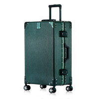 PointKid 复古直角拉杆箱28英寸行李箱静音万向轮旅行箱防刮耐磨高性价比铝框托运箱 1808墨绿色