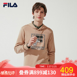 FILA 斐乐官方卫衣男潮流休闲运动印花连帽上衣2020新品情侣款衣服 赭石卡其-LK 170/92A/M *4件