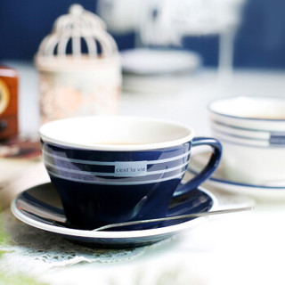 Edo 欧式咖啡杯陶瓷水杯具高档简约咖啡套杯3件套260ml马克杯 咖啡杯 （颜色随机）7157