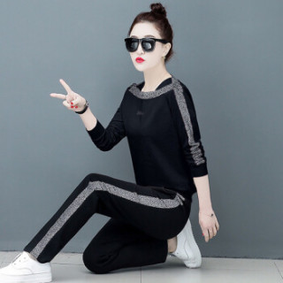 商品joy of joy 京东女装2019新款秋装韩版运动套装女一字肩时尚卫衣