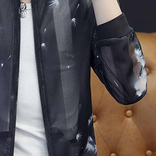 卡帝乐鳄鱼（CARTELO）防晒夹克 2019夏季新款男士时尚薄款印花立领防晒衣外套QT4002-F003蒲公英黑XL