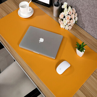 玲魅 鼠标垫大号 双色双面办公桌垫写字台书桌垫 桌面防水鼠标垫 80*40CM宝蓝色+黄色