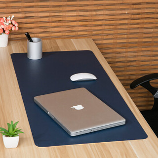 玲魅 鼠标垫大号 双色双面办公桌垫写字台书桌垫 桌面防水鼠标垫 80*40CM宝蓝色+黄色