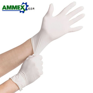 爱马斯（AMMEX）TLFCVMD42100  一次性白色医用橡胶检查手套（经济型）小号   1盒（100只/盒） 定做