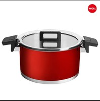 德国WOLL 不锈钢汤锅20cm 304不锈钢炖汤锅 电磁炉煤气灶通用红色