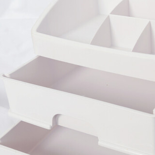 晟旎尚品 简约化妆品收纳盒 梳妆台桌面收纳箱整理箱 纯白色三层