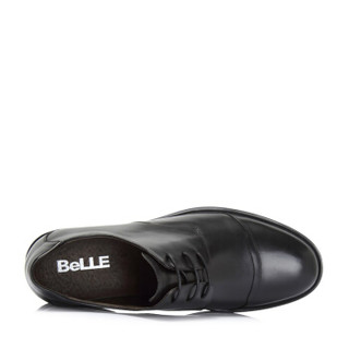 Belle/百丽 黑色三接头牛皮革系带男皮鞋5PU01CM8 黑色 45