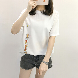 莉夏乐 夏季新品韩版女装T恤卡通短袖时尚百搭气质女学生 zx2A041-RA479 绿色 XL