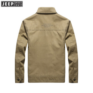 吉普（JEEP）夹克男棉男装2019秋冬新品休闲商务翻领上衣外套ZGQ7229 卡其 3XL