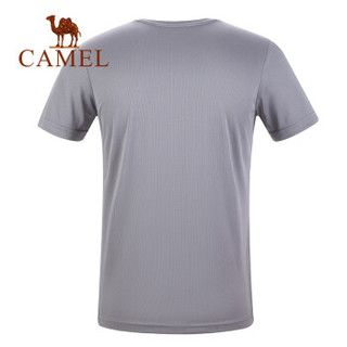 骆驼（CAMEL）瑜伽服上衣短袖速干男女款宽松跑步健身服运动T恤 T9S2Y6147/T9S1Y6146 灰色 男 M