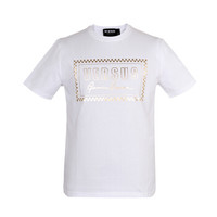 范思哲 范瑟丝 VERSACE VERSUS 奢侈品 男士白色棉质圆领logo短袖T恤 BU90713 BJ10388 B1001 M码 180/92A