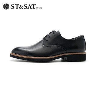 星期六男鞋（ST&SAT）英伦牛皮革商务正装鞋SS83120701 黑色 43