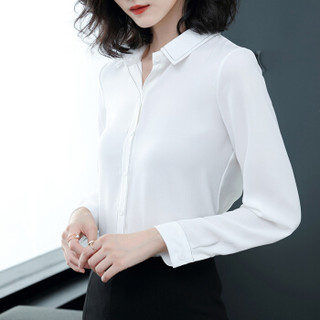 初申 2019秋季新款雪纺衬衫女长袖韩版修身职业通勤衬衣SWCC191120 白色 XL