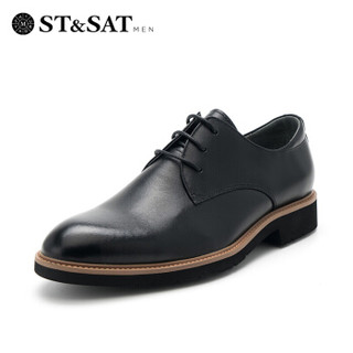 星期六男鞋（ST&SAT）英伦牛皮革商务正装鞋SS83120701 黑色 40