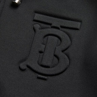 BURBERRY 巴宝莉/博柏利 男士黑色羔羊皮衣袖橡胶连帽外套 80128811 50