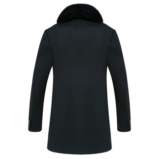 罗蒙（ROMON）毛呢大衣男2019新款短款时尚休闲保暖冬季外套9MN983018 黑色 XL
